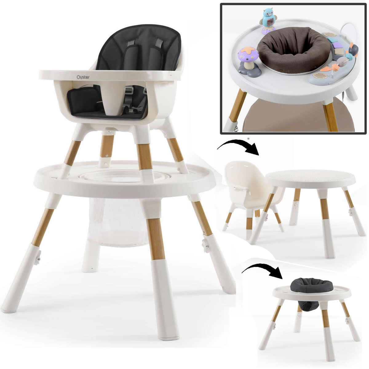 Babystyle Oyster 4 in 1 Highchair FREE Activity Play Set Fossil